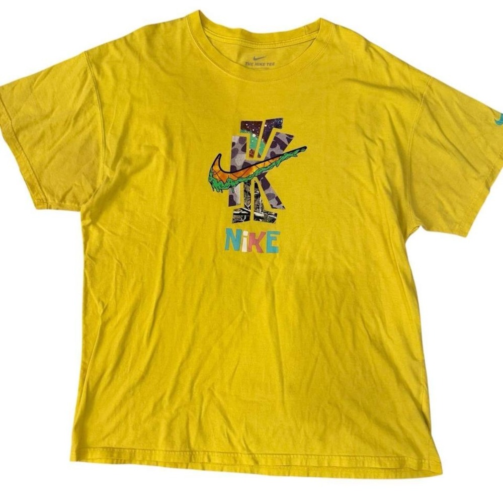 Nike Mens Kyrie Irving K Dripping Swoosh Graphic Tee Yellow Large